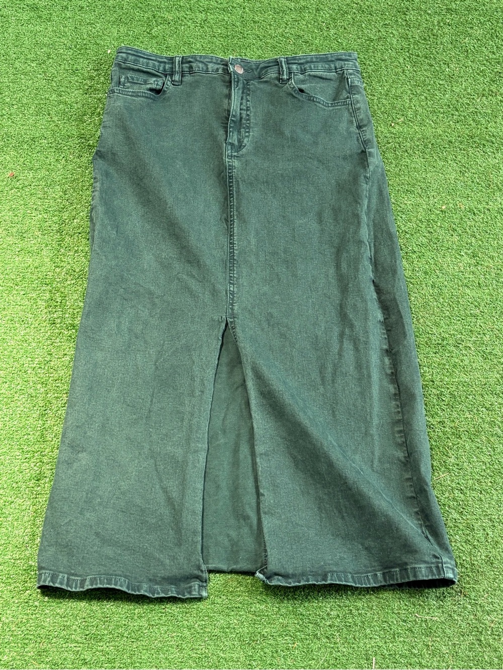 Well Worn Green Denim Skirt